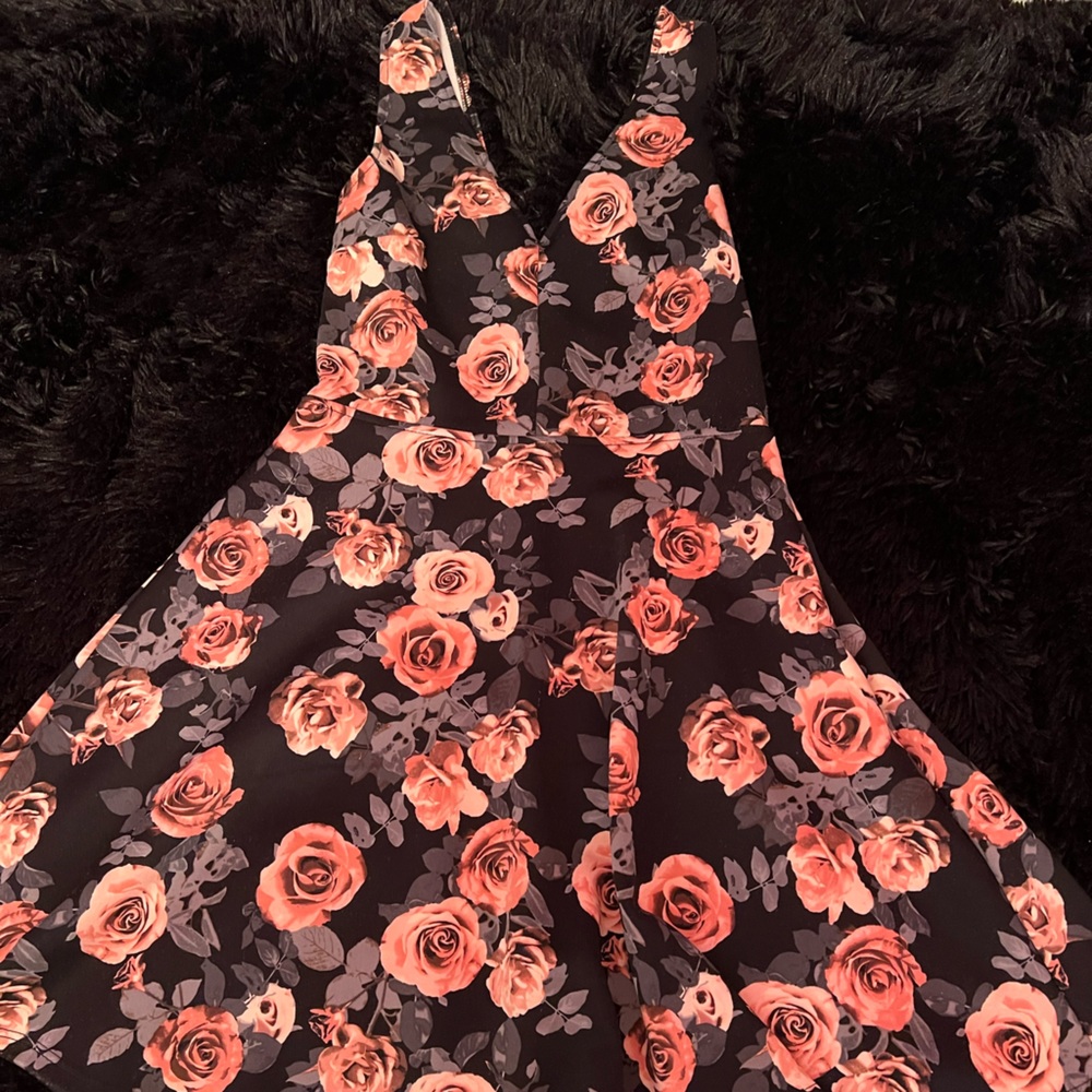 black and pink flowered dress